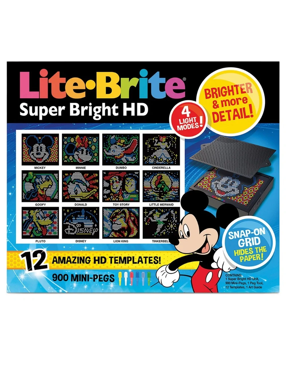 Disney Lite-Brite Super Bright HD Mickey Mouse Multicolor Peg Art